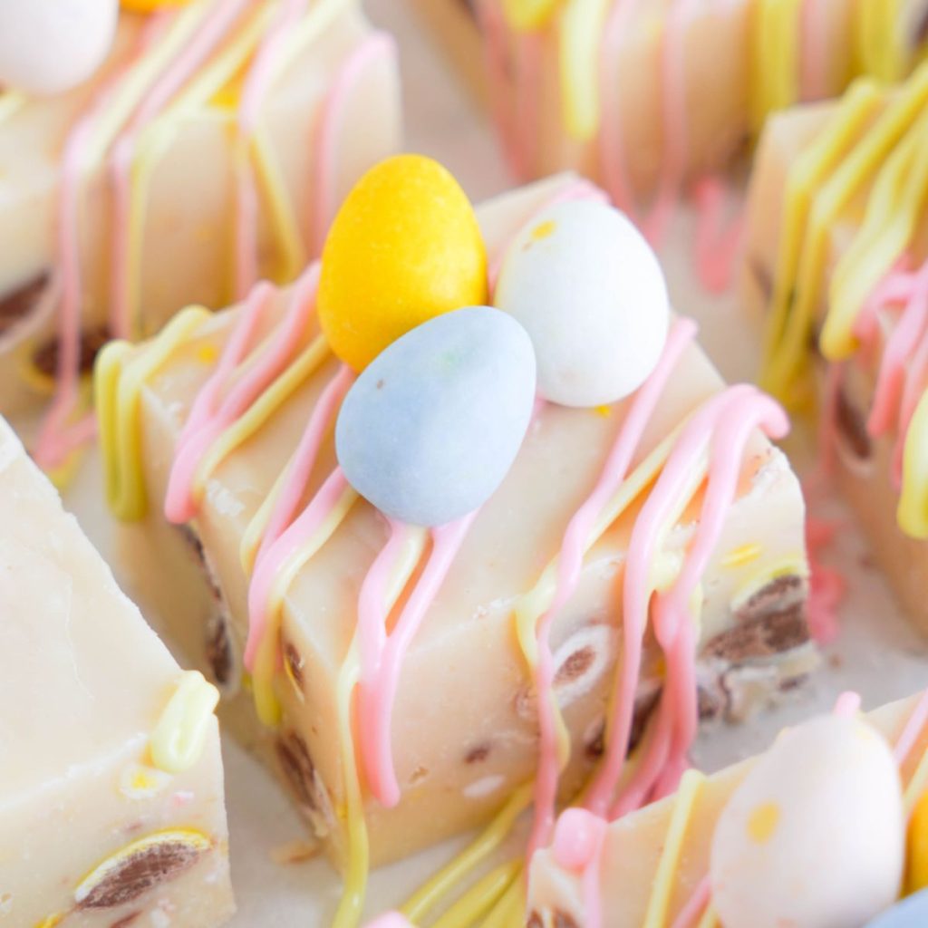 Square of Easter egg fudge. 