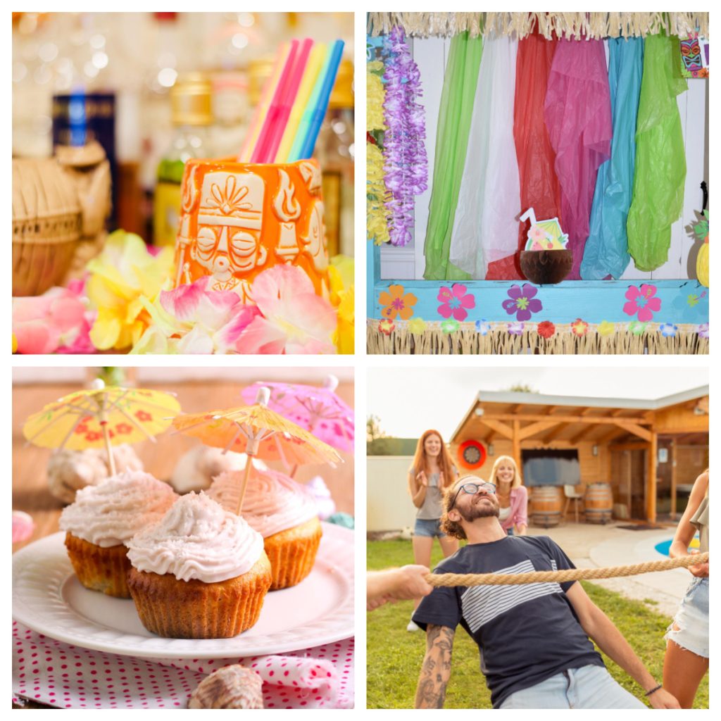 Tiki cup, grass skirts, coconut cupcakes, and someone doing the limbo. 