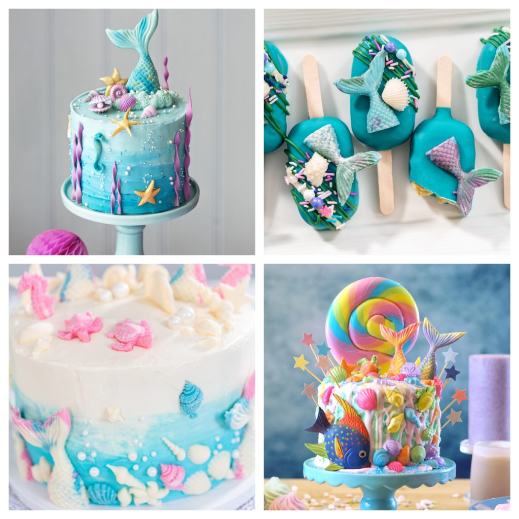 Blue mermaid cake, cakescicles, lollipop cake. 