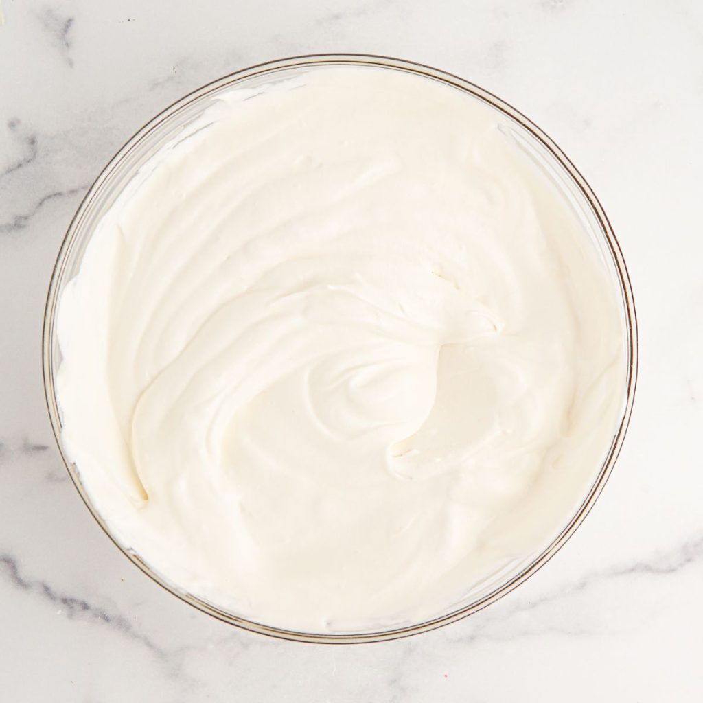 Bowl of whipped cream.