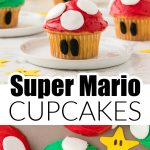 Red and green mushroom cupcakes.