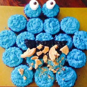 Cookie monster cupcake cake.