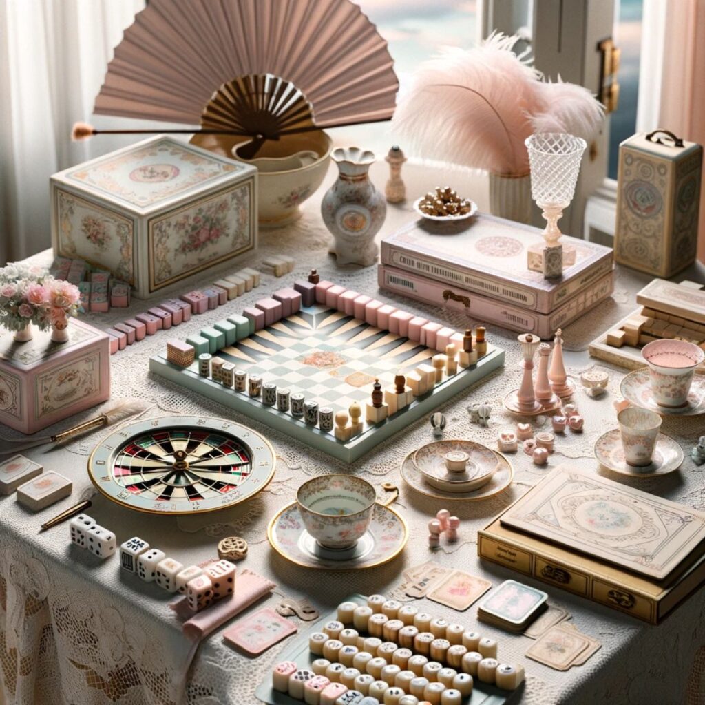 Table with vintage games. 