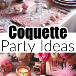Pink tablescape and pink camera with candles and feathers.