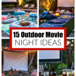 Backyard outdoor movie setting.