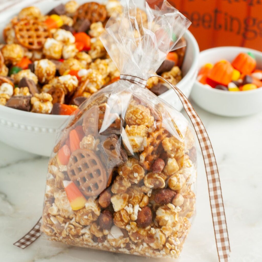 Bag of harvest snack mix.