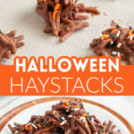 Plate with chocolate haystacks.
