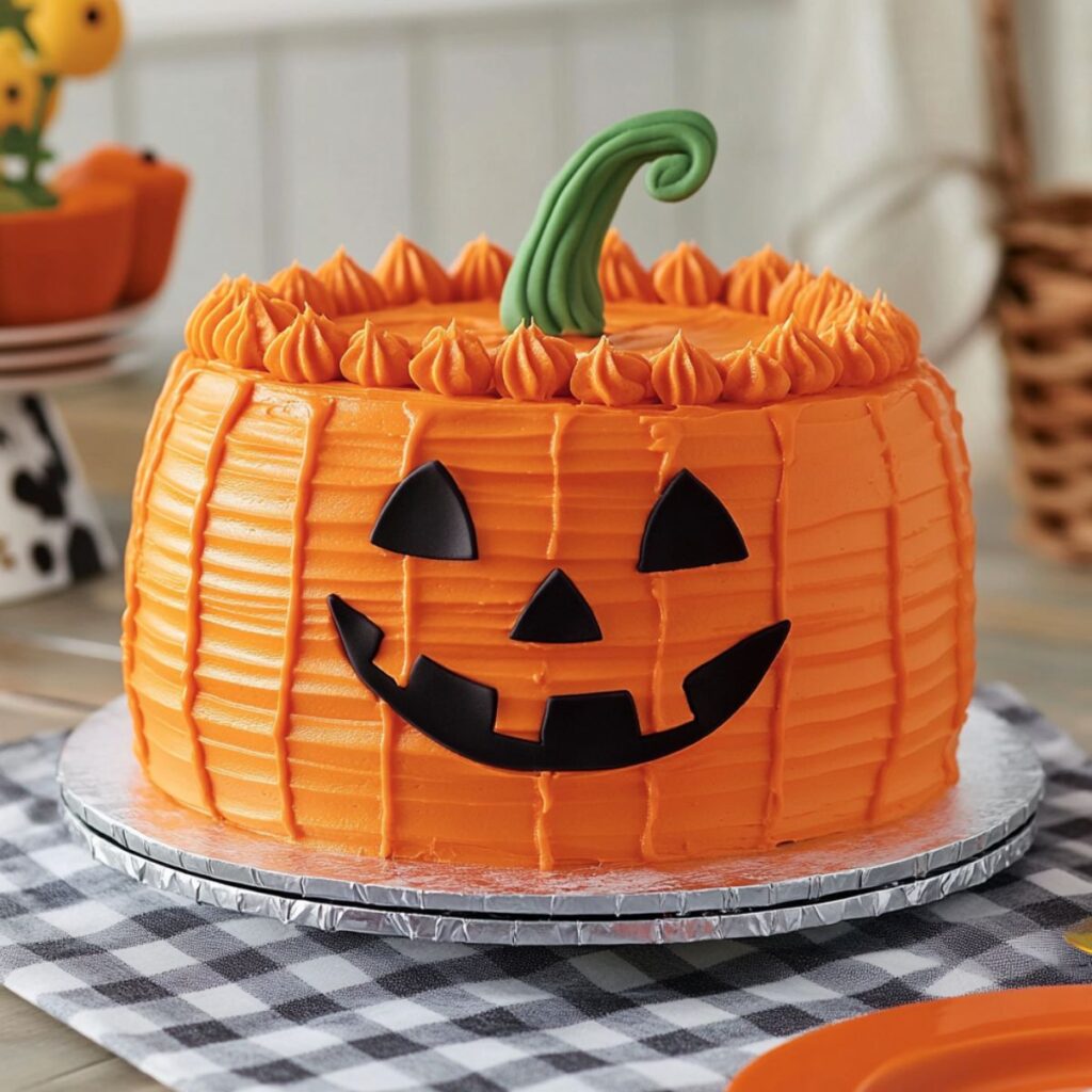 Jack o lantern cake. 