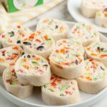 Plate of vegetable pinwheels.