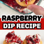 Cracker with raspberry cream cheese dip.
