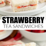 Plate of strawberry tea sandwiches.